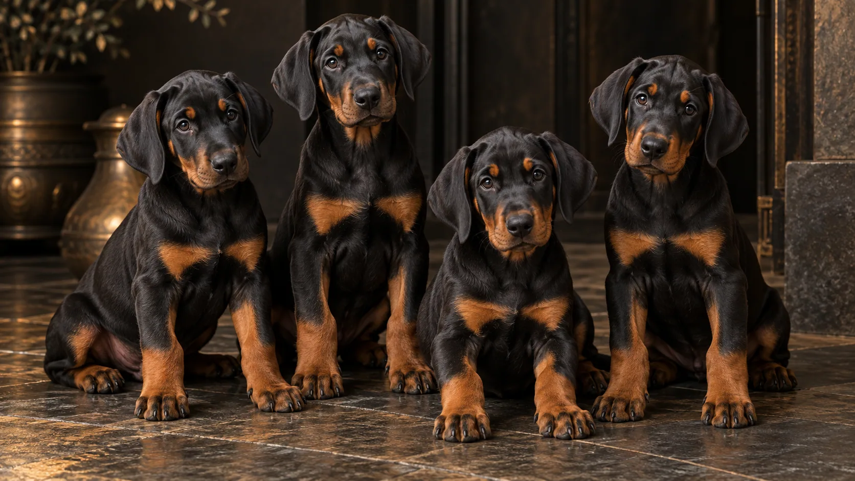 Četiri šteneta dobermana